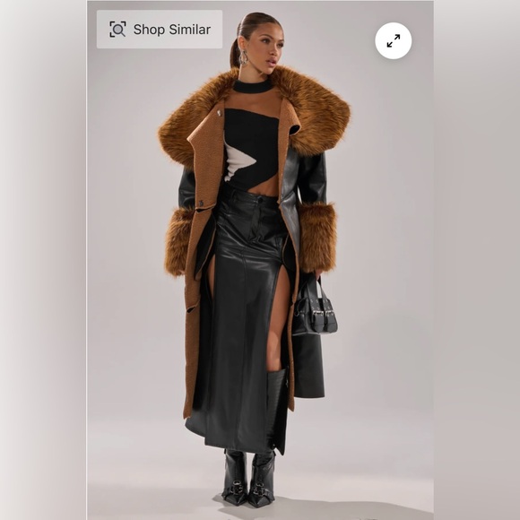 Fur Trim Trench Coat - Size Medium - Picture 4 of 8